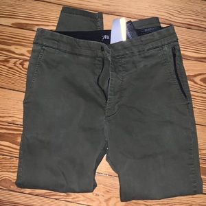 Zara Olive Skinny Crop Chinos Sz M